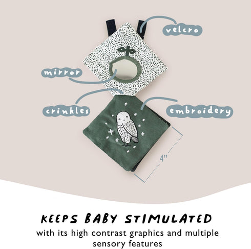 Tummy Wee Gallery Ocean Animals Crinkle Pages Stroller Toy, Sensory Hanging Crinkle Toy with Mirror for Babies, High