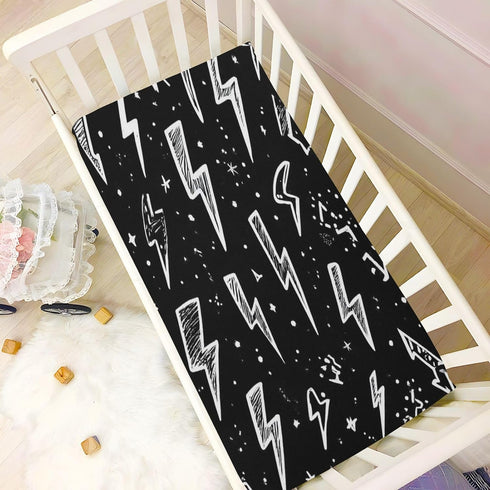Caikeny 52 28 Fitted Crib Sheet for Boys Girls Lightning Bolts Black Baby Crib Sheets Bassinet Sheets Crib Mattress Bed