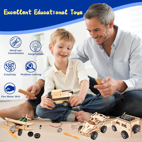 6-in-1 8-12, 8 9 10 11 12 13 STEM Kits for Kids Age Educational STEM Toys for Boys and Girls, Wooden Building Kit