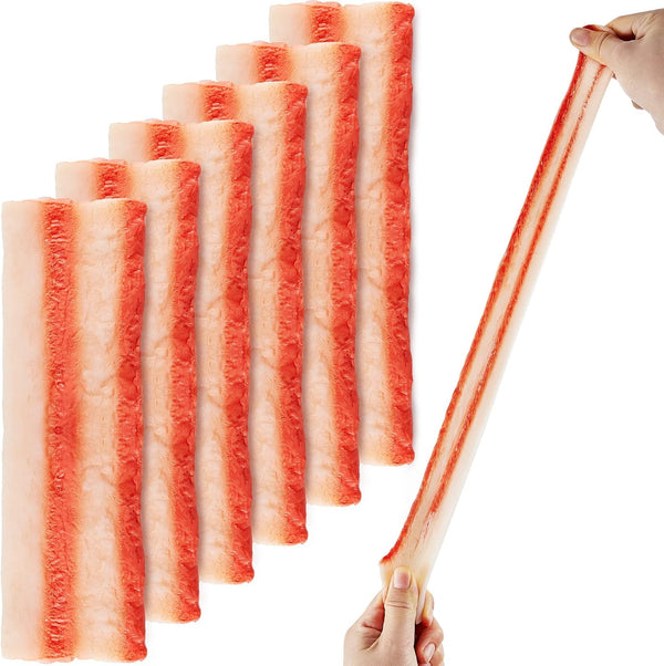 Lewtemi 6 Pack Fake Bacon Toy Fidget Stretchy Sensory Toy Food Bacon
