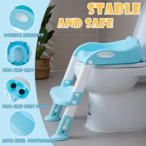 EGREE Potty Training Toilet Chair Seat with Step Stool Ladder for Kids and Toddler Boys Girls - Foldable Height