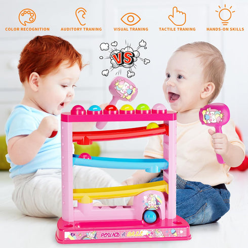 OCHIDO Montessori Toys for Kids 3+, Pound A Ball Toys with Hammers and Balls, Educational Gifts for Girls