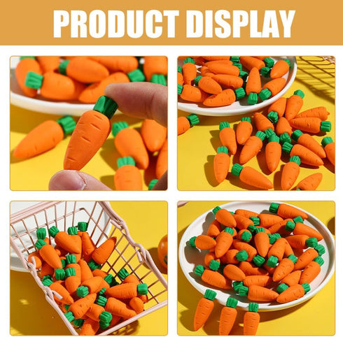 Abaodam 50 Pcs Mini Carrot Erasers Miniature Vegetables for Kids Easter Party Favors