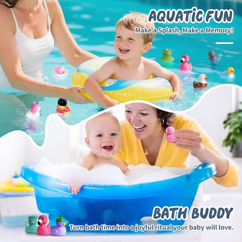 12 18+ Rubber Ducks, Toddler Bath Toys, No-Hole Bathtub Toys for Baby Pool Toys for Months Girls Boys