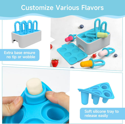 MORLIKE Baby Popsicle Molds Set, BPA Free Ice Pop Molds for Baby Teething Relief, Homemade Breastmilk Popsicle Molds