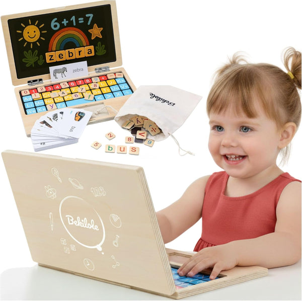 Montessori Toys 11.8" Laptop Preschool Learning Activities 3 Year Old Boy Gift,