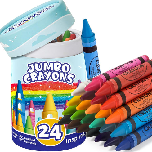 Officygnet 24 Colors Jumbo Crayons for Toddlers, Easy to Hold Large Crayons