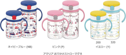 Richell Aqulea Outing Straw Mug, 200ml, Pink