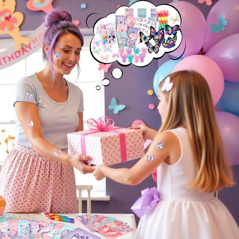 96Pcs Set BenLouis Butterfly Party Favors Butterfly Fairy Coloring Books Crayon Stickers Bulk for Kids Butterfly