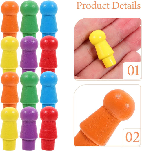Vaguelly Replacement Wooden Pegs, 60pcs Colorful Chinese Checkers Pegs for Classic Strategy Board Game