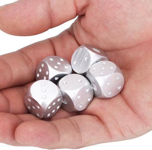 Set Set 5Pcs Set 6 Precision Aluminum Alloy Dice Solid Metal Dice Table Game Dice Poker Games Dices with Case (Silver