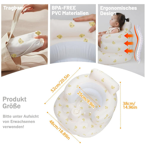 3 Summer AirSwim Inflatable Baby Seat, Inflatable Baby Chair for Babies Months and Up, Blow Up Chair with Built in Air