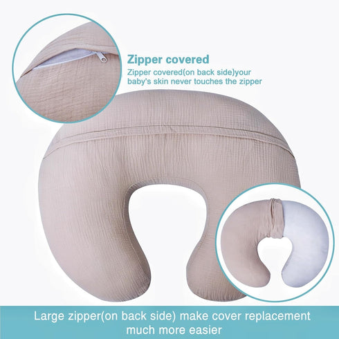Wheat Muslin Nursing Pillow Cover for Breastfeeding Support