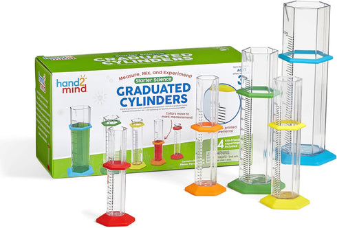 hand2mind Starter Science Graduated Cylinder Set - Science Lab Equipment for Kids, Educational Chemistry Kits (Set of 5)