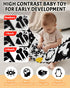 0-6-12 Tummy Baobrava High Contrast Baby Toys, Black and White Newborn Toys for Brain Development, Soft Baby Books