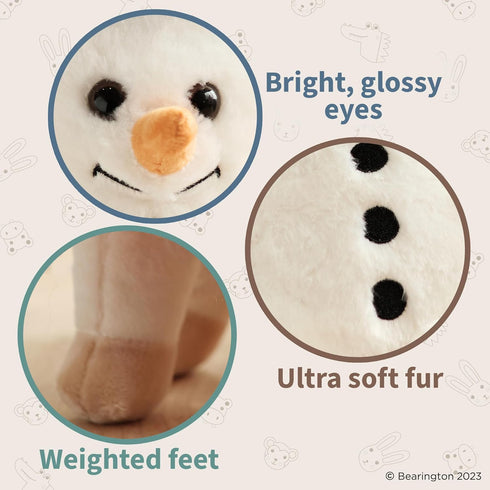Bearington Snowball The Plush Snowman, 7 Inch Stuffed Christmas Plushies, Ideal Gift for Toddlers & Kids
