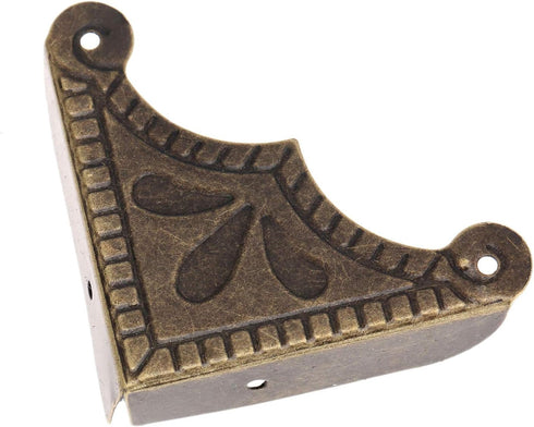 dophee Antique Brass Box Corner Covers, Decorative Protectors for Jewelry Box, Chest, Table, 1.53"x1.53"x1.97"(12-Pack)