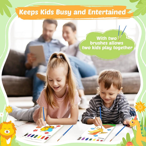2 Pack Water Coloring Books for Toddlers, Mess Free Painting Set for Kids 3-6, Dinosaur & Animals Art Supplies for Gifts