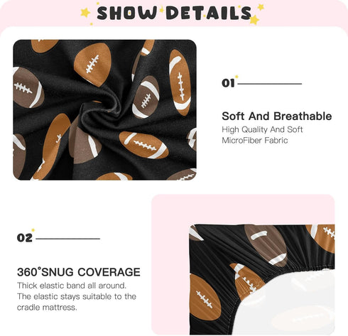Sheet,52x28IN Pfrewn Crib Sheets for Boys Girls American Football Ball Fitted Crib Sheet Fits Standard Crib Mattress