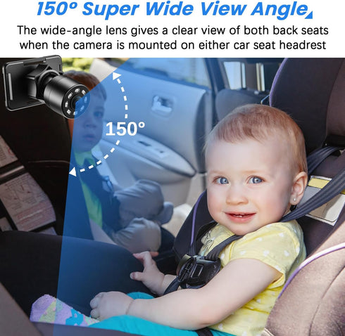 FEISIKE 4.3'' 150 360 5 Car Baby Camera, HD Infrared Night Vision Function Baby Car Camera Display, Backseat Camera