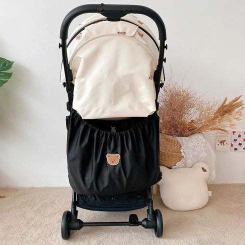 Universal Stroller Organizer, Reusable Bear Pattern Waterproof Nylon Carry All Parent Organizer for Mobile Phone (Black)