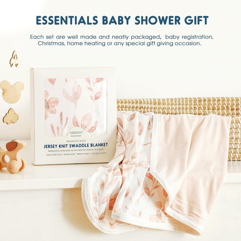 34 44 GRSSDER Super Soft Jersey Knit Swaddle Blanket for Baby Girls, Double Layer Reversible Receiving Blanket x Extra