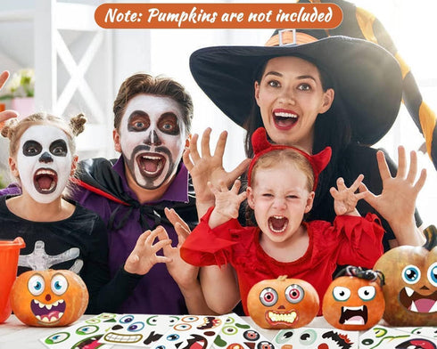 Halloween Pumpkin Decorating Craft Stickers, 48 Pack Mini Face Stickers for Kids Toddlers Treats Party Favors