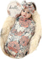 Galabloomer Newborn Receiving Blanket Headband Set, Baby Flower Swaddle (Cocal Almond)