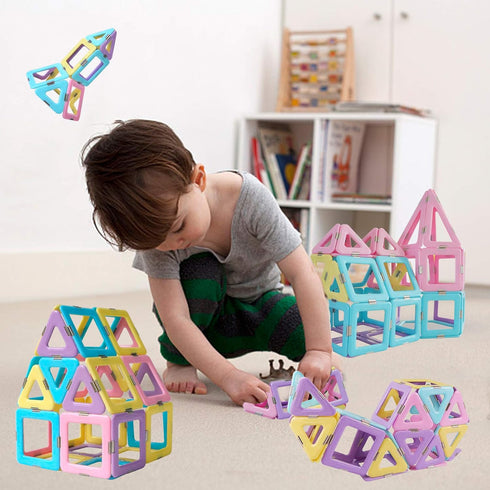 80pcs Set 3D 3 4 5 6 7 Magnetic Tiles Magnet Building Blocks Creative Stacking Toys for Kids, DIY Construction Kit