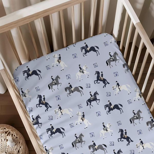 KuphiL10C Cartoon Western Horses Pattern Baby Sheets for Crib, Unisex Farm Animals Horse