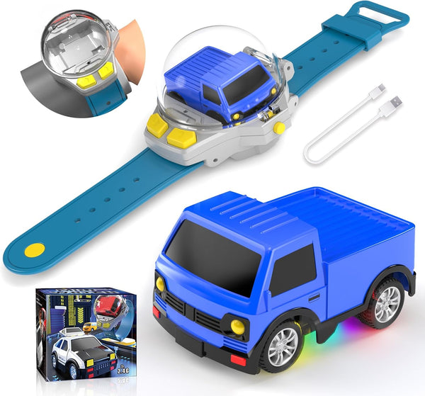 YUZ Mini Remote Control Car Watch Toy with LED Lights, 2.4G RC