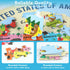 2 Sets Floor Puzzles World and United States Map Puzzles with Poster, Geography Educational Learning Toys for Kids 4-8