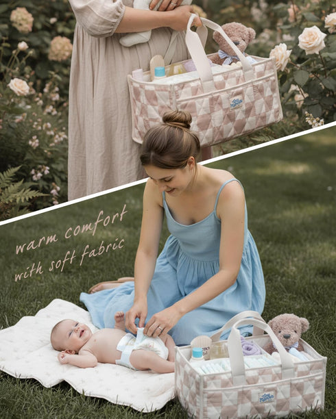 Tiny Marvels Diaper Caddy Organizer for New Parents, Baby Diaper Caddy with Water-Resistant Fabric, Structured Diaper