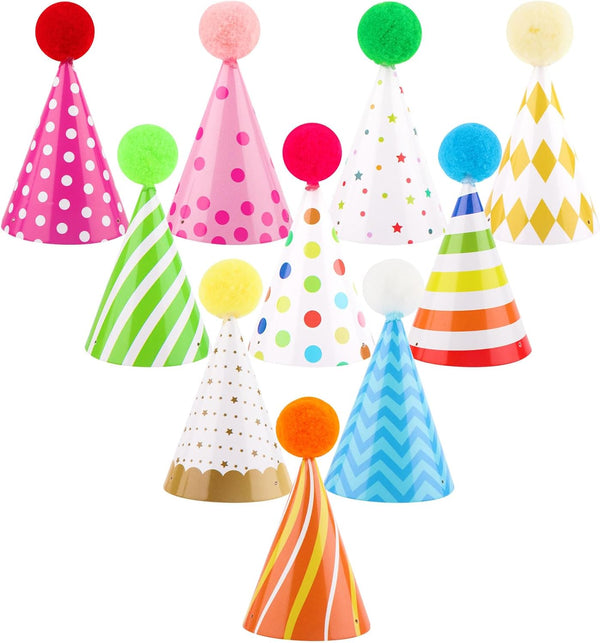 10 PCS Colorful Mini Party Hats for Stuffed Animals Lovely Paper Cone
