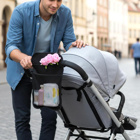 Larrel Universal Stroller Organizer, Stroller Mesh Cargo Net with Non-Slip Adjustable Strap, Diaper Caddy Organizer