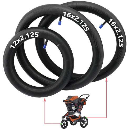 16'' x2.15 x2 Back and 12.5'' x2.15 x1 Front Premium Explosion Proof Tire Tube Set for BOB Revolution Strollers