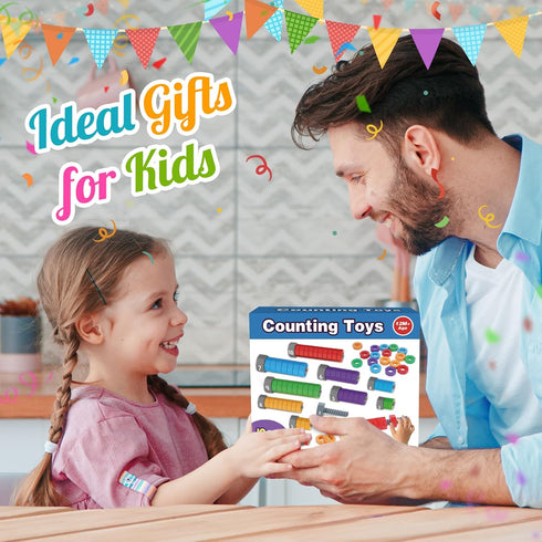 Montessori Toys for 1-5 Year Old Boys Girls, 2 In 1 Counting & Spinning Stacking Toys, Educational Gifts for Kids