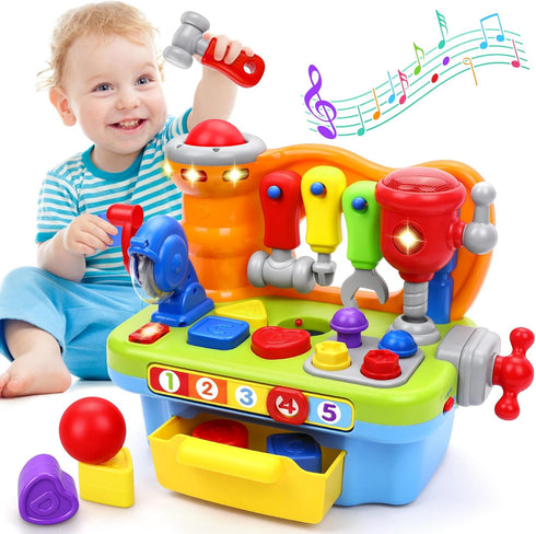 Toys for 1 Year Old Boy, Musical Learning Workbench for Toddler Toys Age 1-2, Birthday Gifts for Early Education