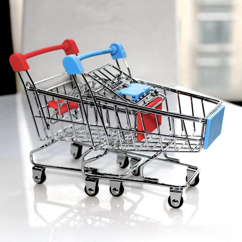 kxkxvovo Mini Shopping Cart, Red, Durable, Perfect for Role Play, Storage, and Decor