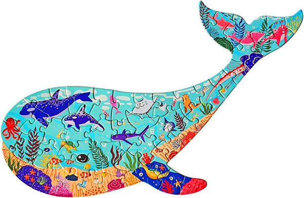 Puzzles for Kids Ages 4-6, 50 Pieces Whale Animal Shaped Floor Jigsaw Puzzles for Kids 6 7 8 9 10-Year-Old Boys Girls