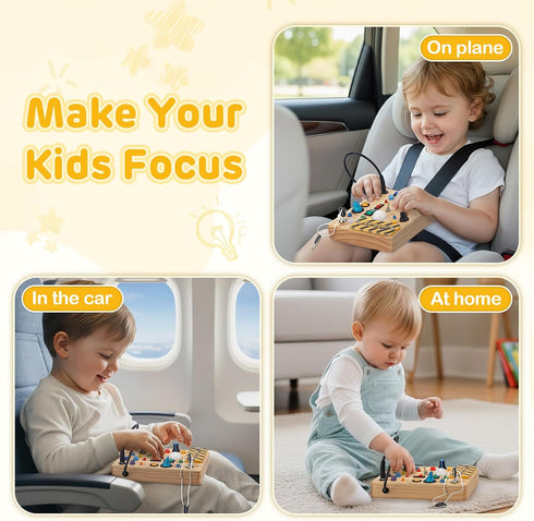 1-3,Montessori 1 2 3 LED Busy Board for Toddlers Sensory Toy with Key Switch and Plug, Light Up Wood Activity Switch