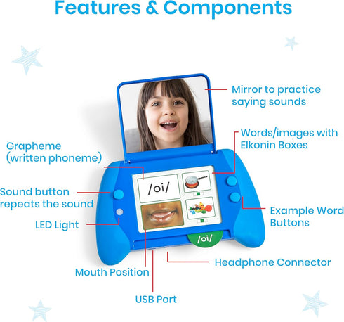hand2mind Talking Mirror My Sounds Phoneme Set, Phonemic Awareness and Speech Therapy Materials, Toddler Talking Flash