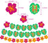 Hawaiian Party Happy Birthday Banner for Tropical Luau Party Decorations with Palm Leaf