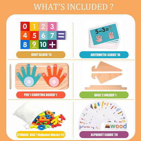 LXDHSRTA 3+ Counting Montessori Math & Spelling Learning Toys for Kids Years -Wooden Number Blocks, ABC Letter Matching