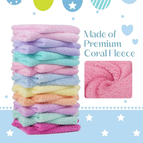 20 Pack 7" 9" UNIMADE Baby Washcloths, Super Soft Microfiber Coral Fleece Wash Cloths, Extra Absorbent Baby Towels