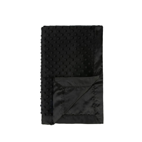Pro Goleem Baby Soft Minky Dot Blanket 30’’ x 40’’ with Satin Backing - Baby Gifts for Boys and Girls (Black)