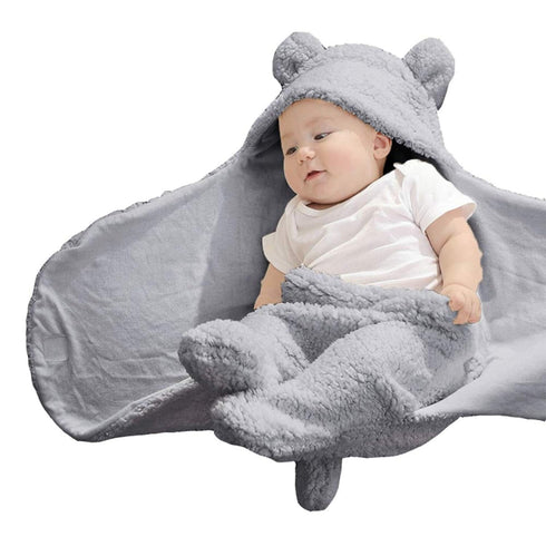 Soft Plush Newborn Swaddle Blankets - Adorable Infant Girls Clothes in Grey