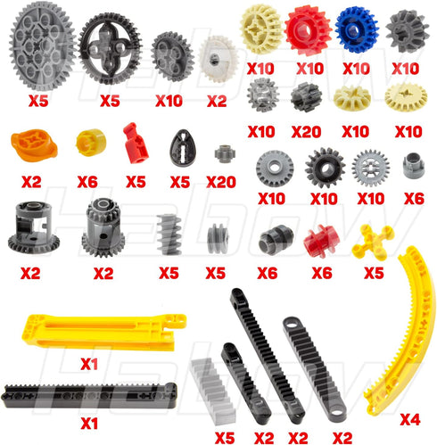 233pcs Technic-Parts, Compatible with Lego-Technic, Gears, Axle-Pin-Connector, MOC Pieces for Replacement