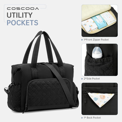 COSCOOA Diaper Bag Tote, Hospital Bag for Labor Delivery,Baby Diaper Bag Large Travel Diaper Tote Caddy for Mom Bag