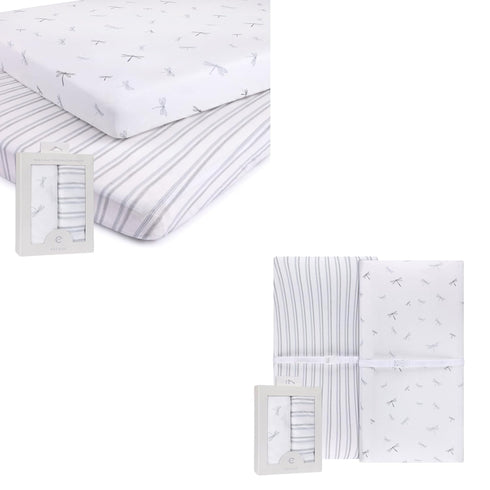 Changing Pad Cover and Pack n Play Sheet Set Bundle (Blue Dragonflies